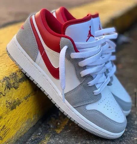 Air Jordan Low 'Red Cement' Jordan sneaker in white / grey / red